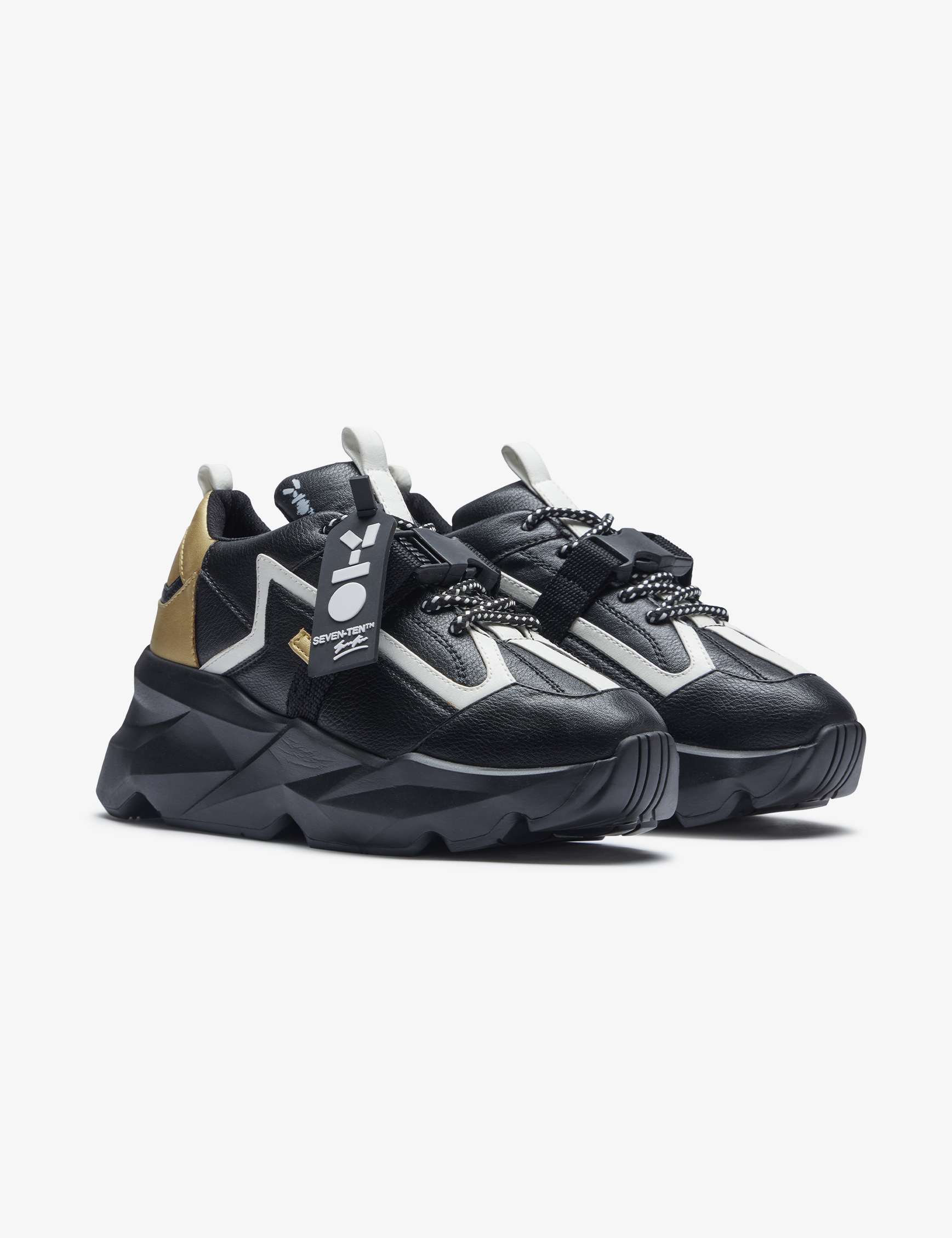 726 black gold buckle chunky sneaker - 7-10.in