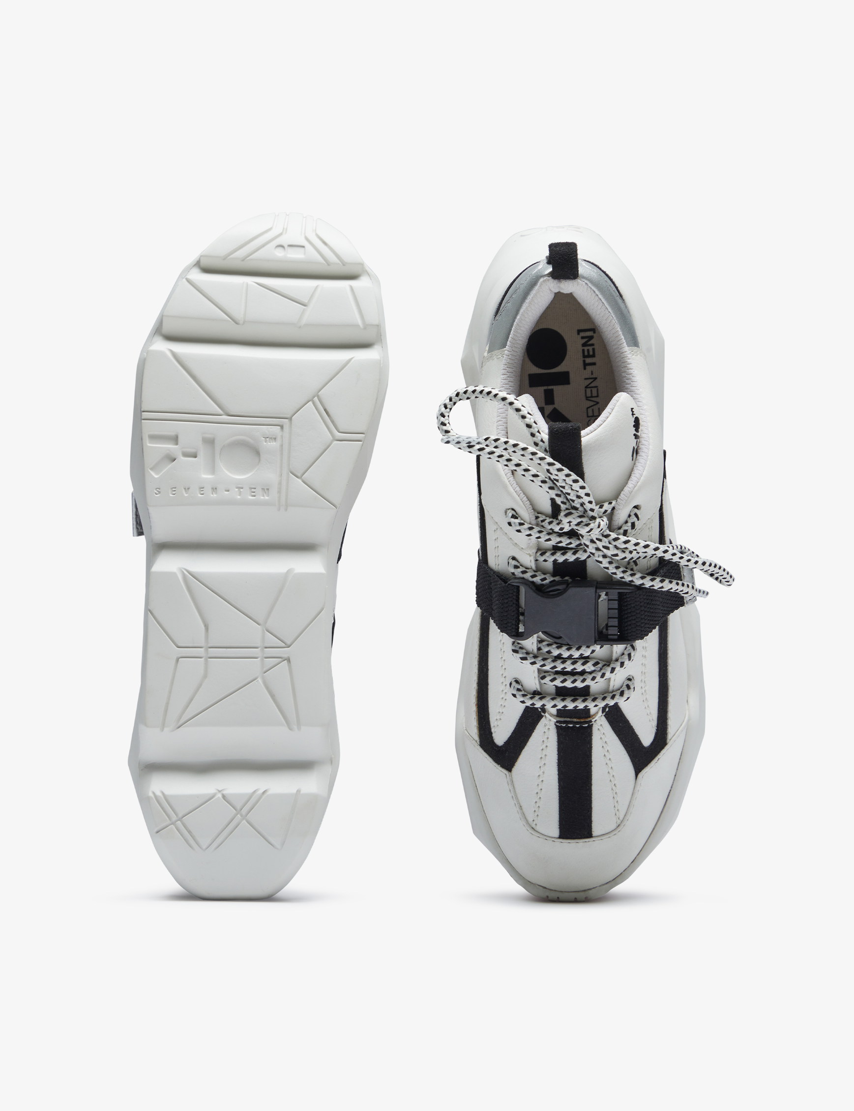 726 white silver buckle chunky sneaker - 7-10.in