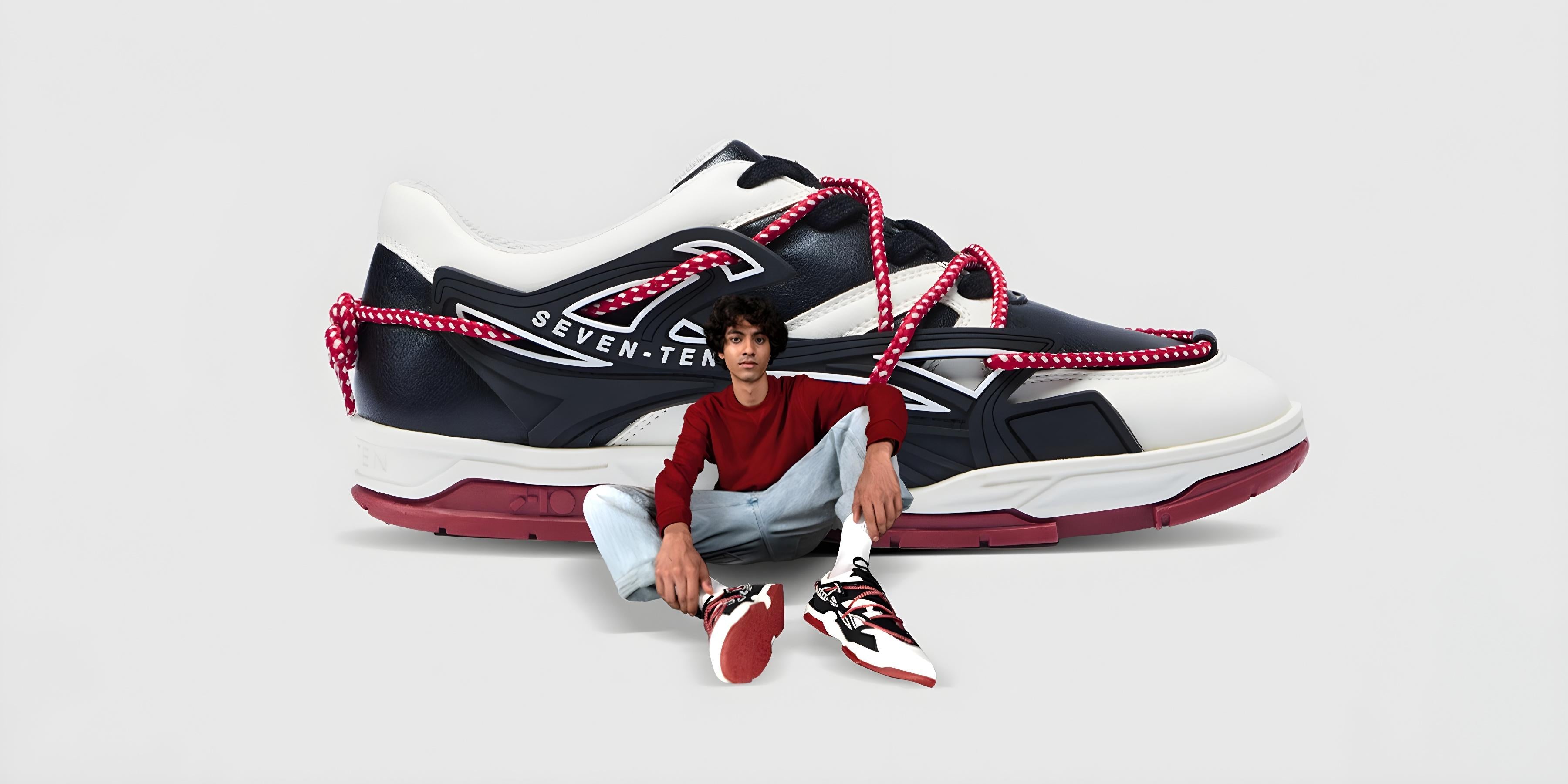 738 Deep Red Magma Low-Top Sneakers – seventen.in