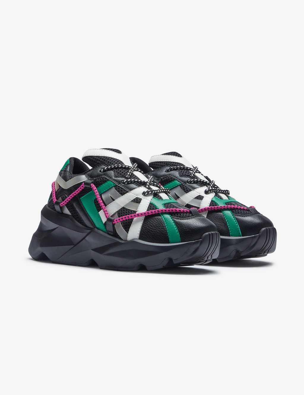 733 black over-panelled chunky sneaker - 7-10.in