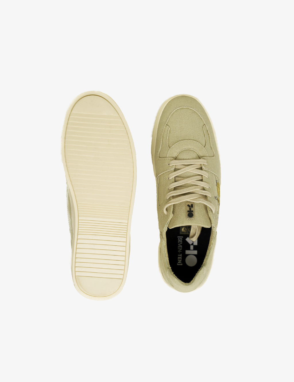 305 Bamboo beige doodle print canvas low-top sneaker - 7-10.in