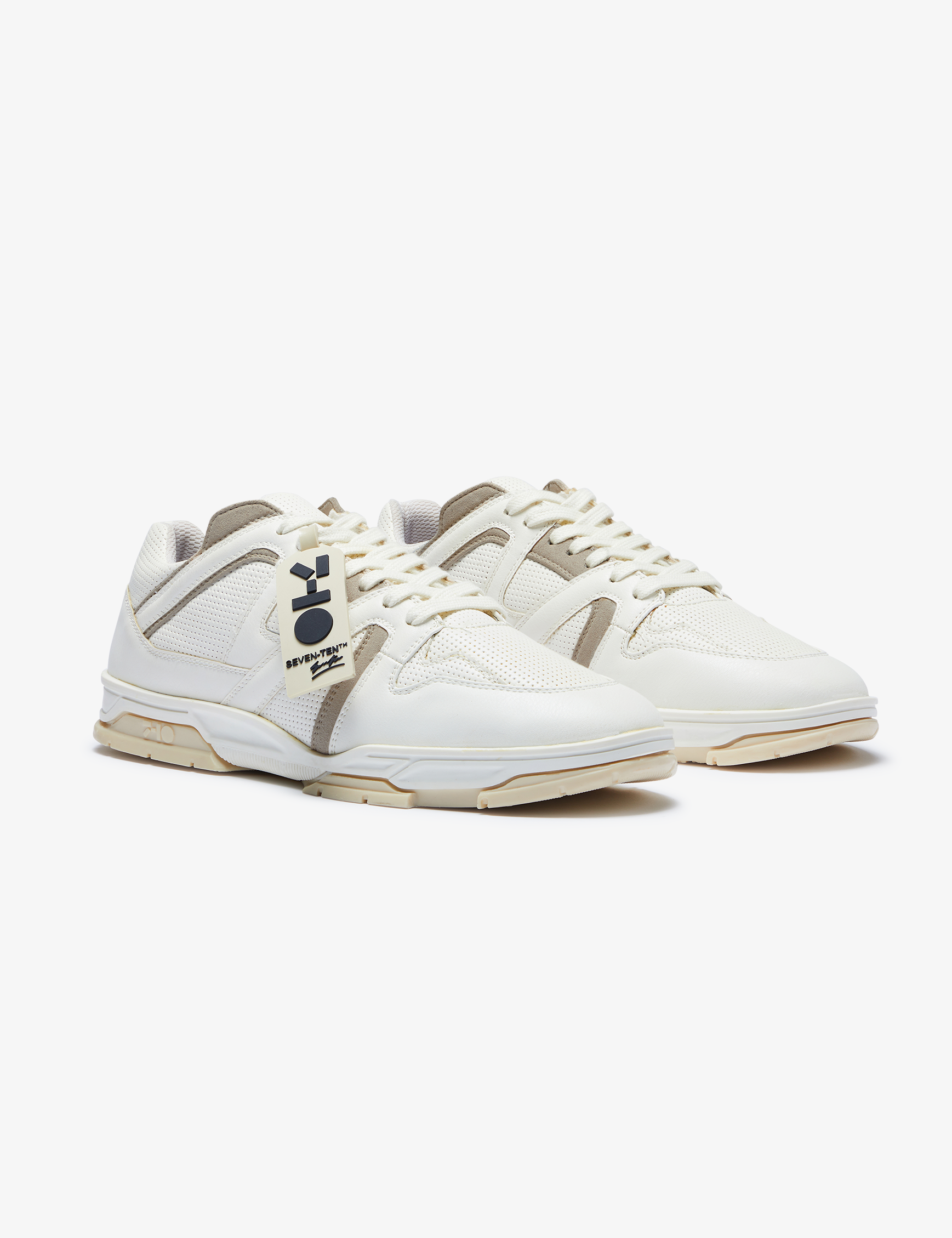 731 Latte Beige & White Low-Top Sneakers