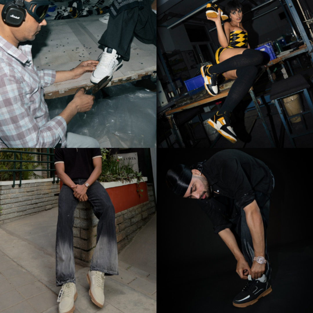 Collage of people wearing different shoes in various settings